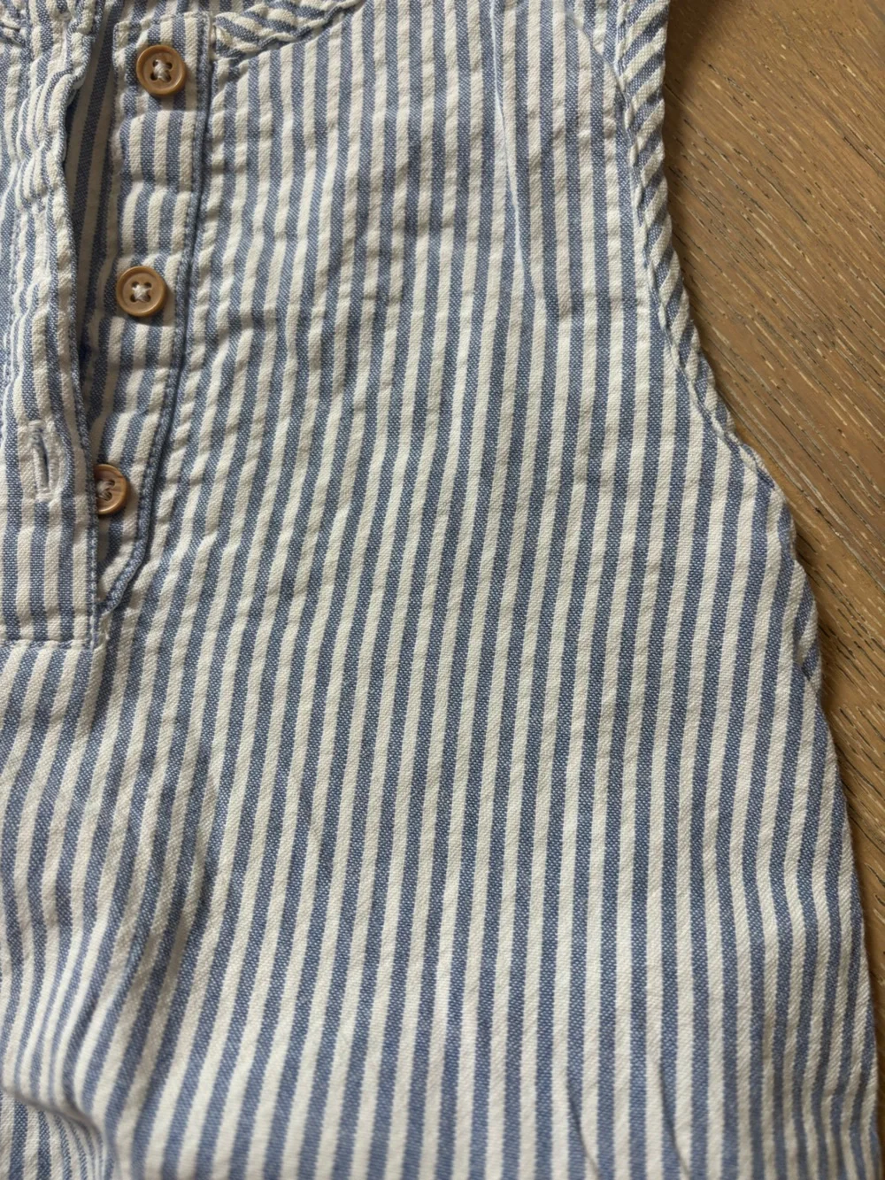 Bout’Chou Blue and White Striped romper baby 18m